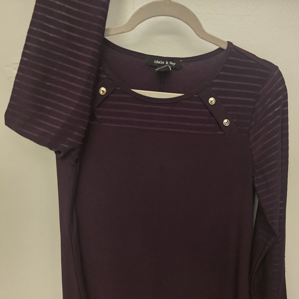 Purple Long Sleeve Top with Button Accents